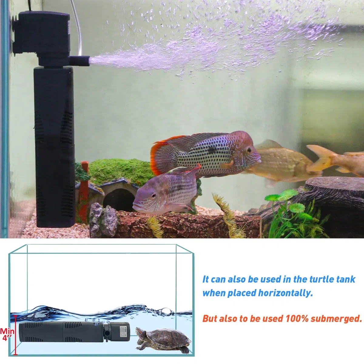 Filtro Interno para Pecera de 150-560 litros Filtro de Bioesponja para Acuario Potente Bomba de Agua Sumergible Gran Tanque Tortuga de Jardín Estanque Ondulador para Peces Tropicales de Agua Fría