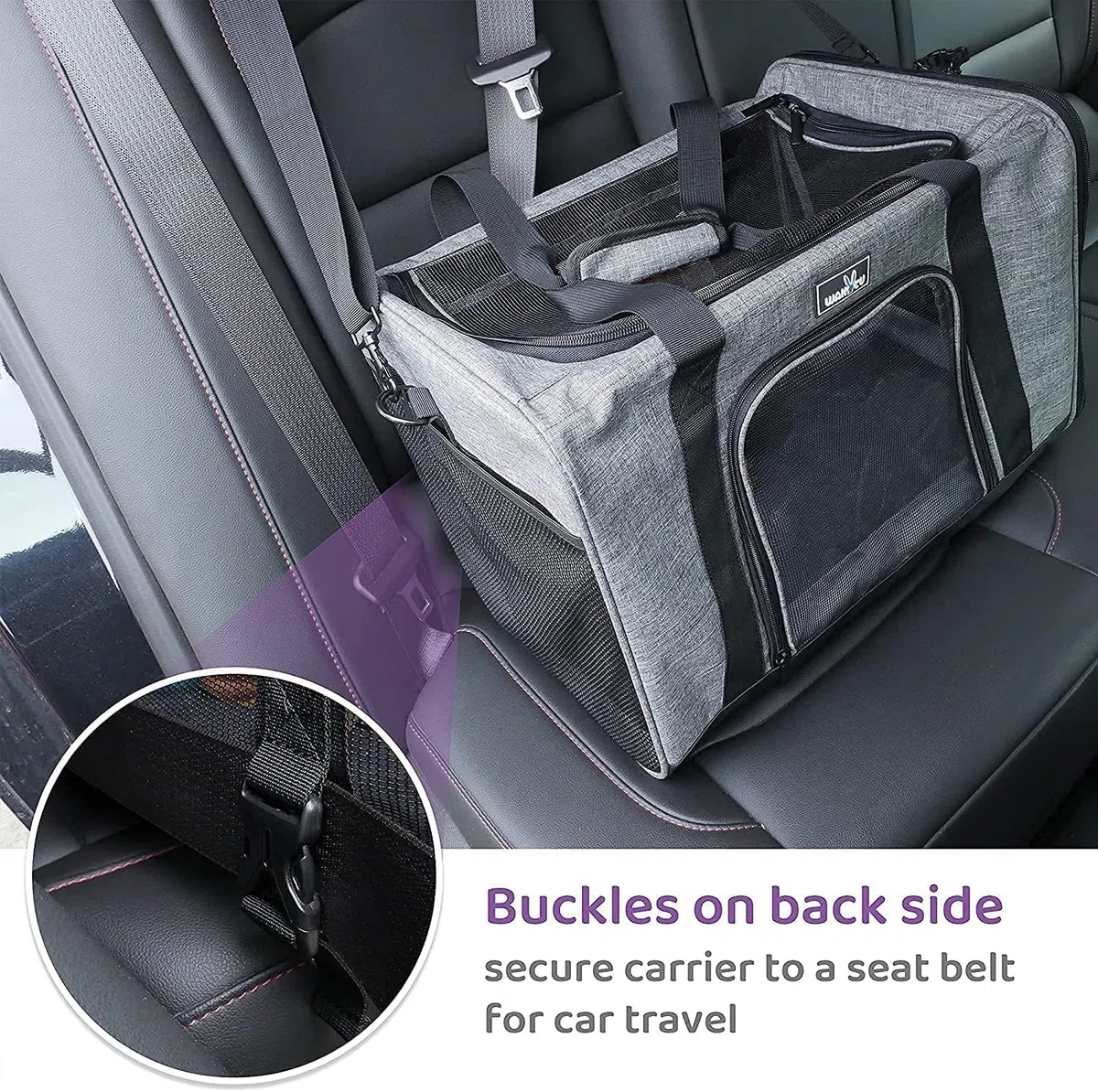 Wakytu Transportador de Mascotas para Gatos pequeños, Bolsa de Viaje para Perros con ventilación Adecuada, 5 Ventanas de Malla, 3 entradas, Cremalleras de Seguridad de Bloqueo, Hombro Acolchado y