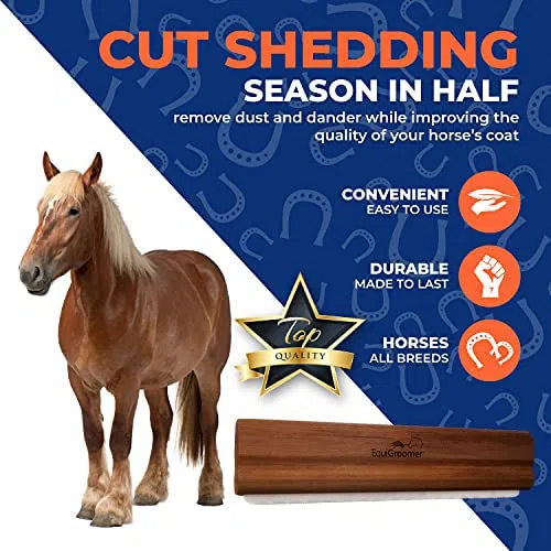 EquiGroomer - Cepillo para deshedding para caballos, Herramienta de deshedding para mascotas grandes, Peine elimina la suciedad suelta, el pelo y el pelo (Natural)