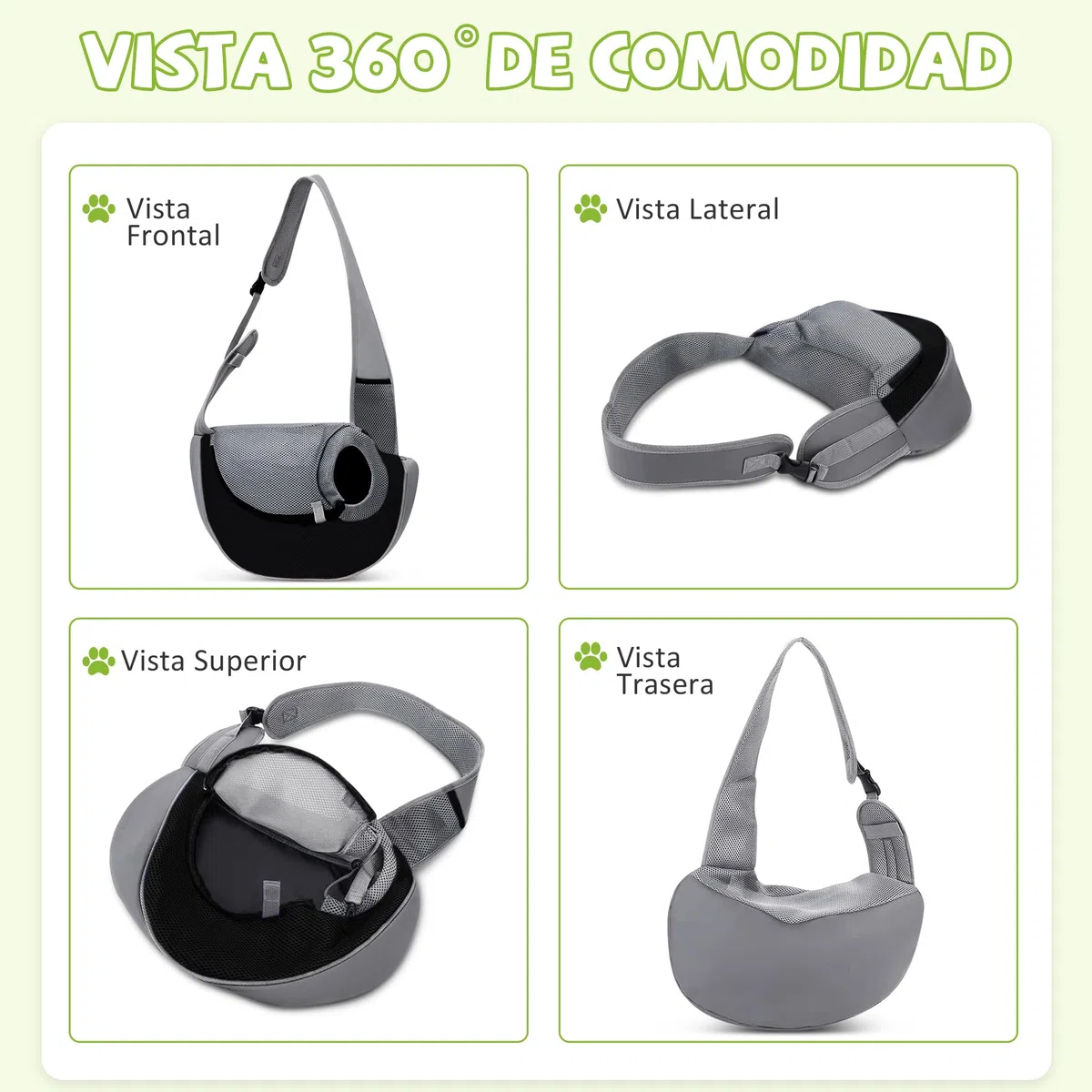 ALLSOPETS Transportín Bandolera para Perros y Gatos, Bolsa de Transporte Mascotas Pequeñas, Bolsa de Transporte para Viajes, Paseos y Visitas al Veterinario (Negro Clásico, S)