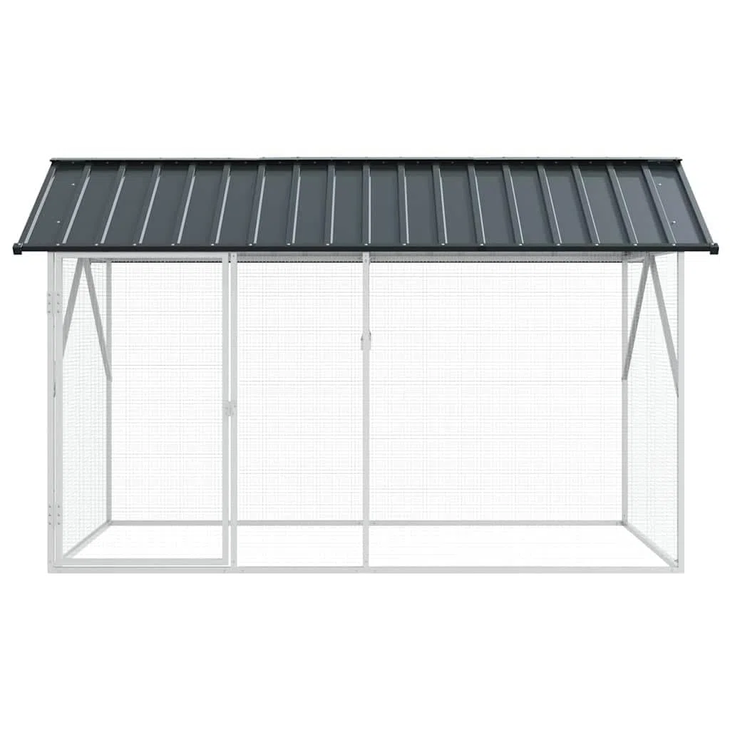 vidaXL Jaula para Aves Antracita 227 x 112 x 141 cm Acero Galvanizado, Refugio de Aves Moderno para jardín y terraza, Jaula Rectangular, hábitat Amplio, Zona Duradera