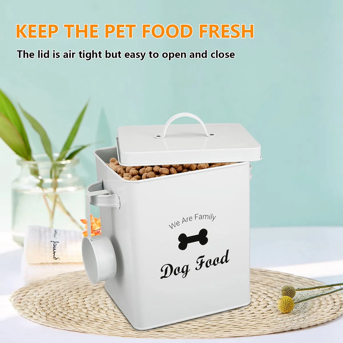 Pethiy Cajas de Almacenamiento de Alimentos seco para Perros,Mascota Contenedor para Comida con Tapa, Cuchara de Servir incluida,Capacidad de 2.3kg