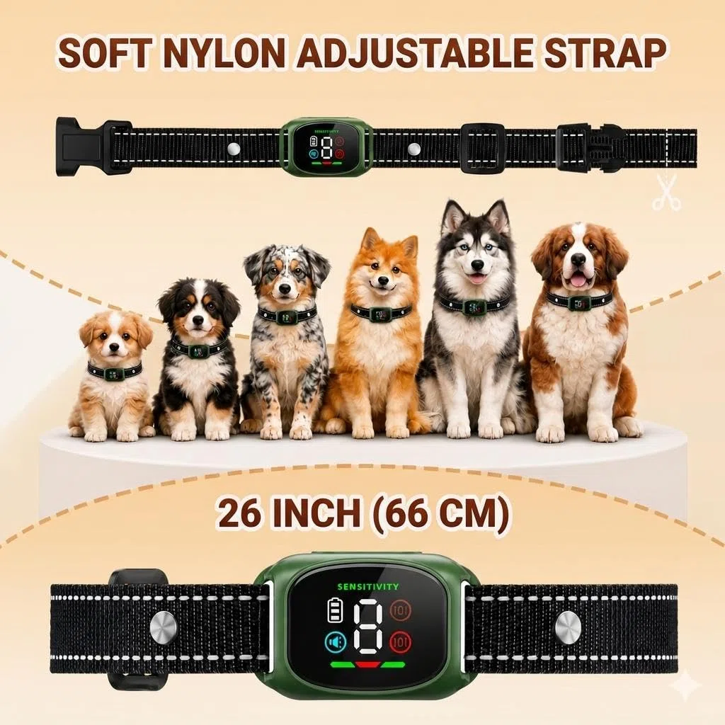Collar antiladriods para Perros, sin Golpes, Recargable, 8 Niveles de sensibilidad, 4 Modos de pitido, vibración, bip+vibración/vibración Fuerte, Anti Bark Dog Collar, Waterproof