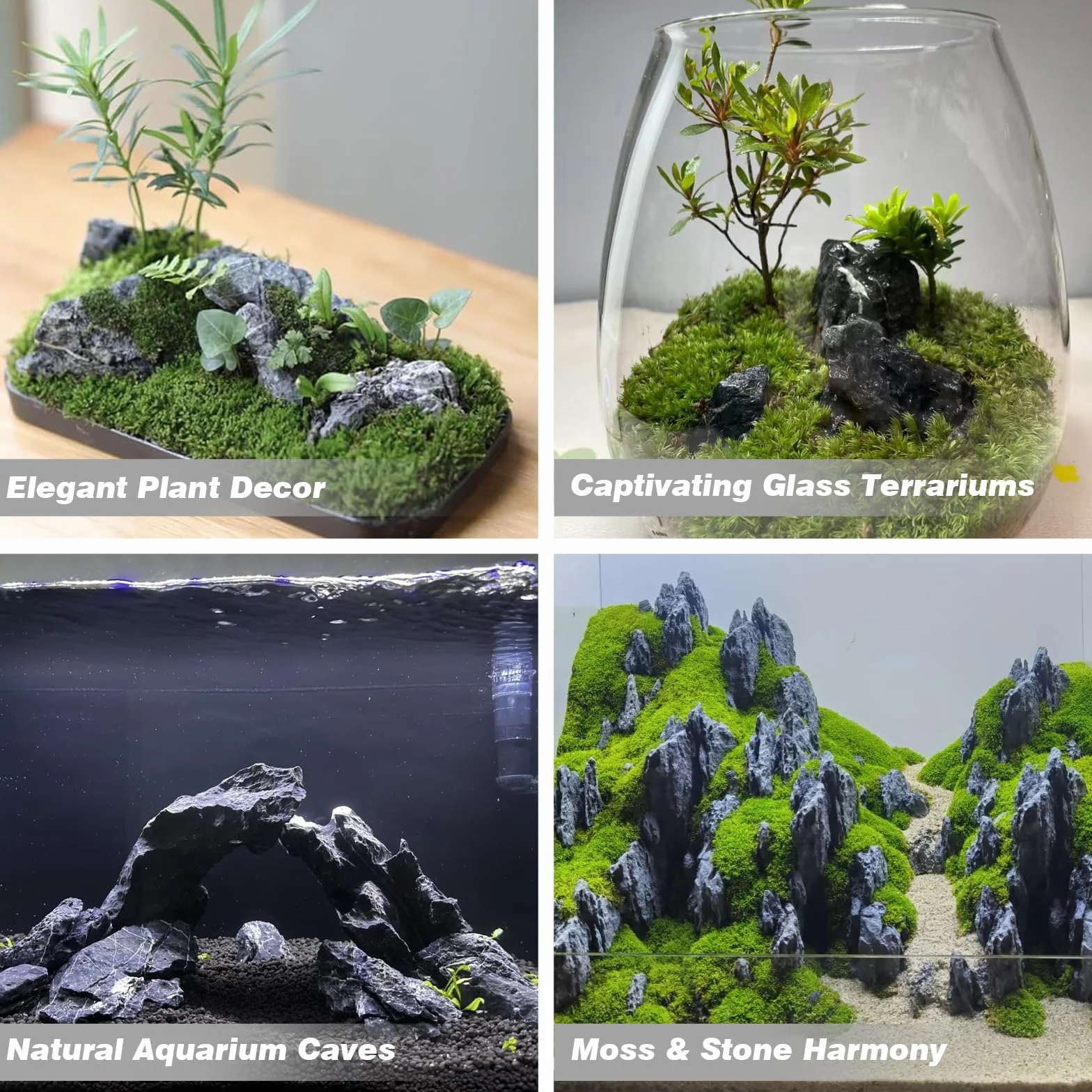 Unocho Piedras para Acuario Seiryu Rock 5kg Rocas Naturales Dragon Stone para paisajismo acuático decoración de Acuario pecera terrario jardín en Miniatura(7,5-20cm)
