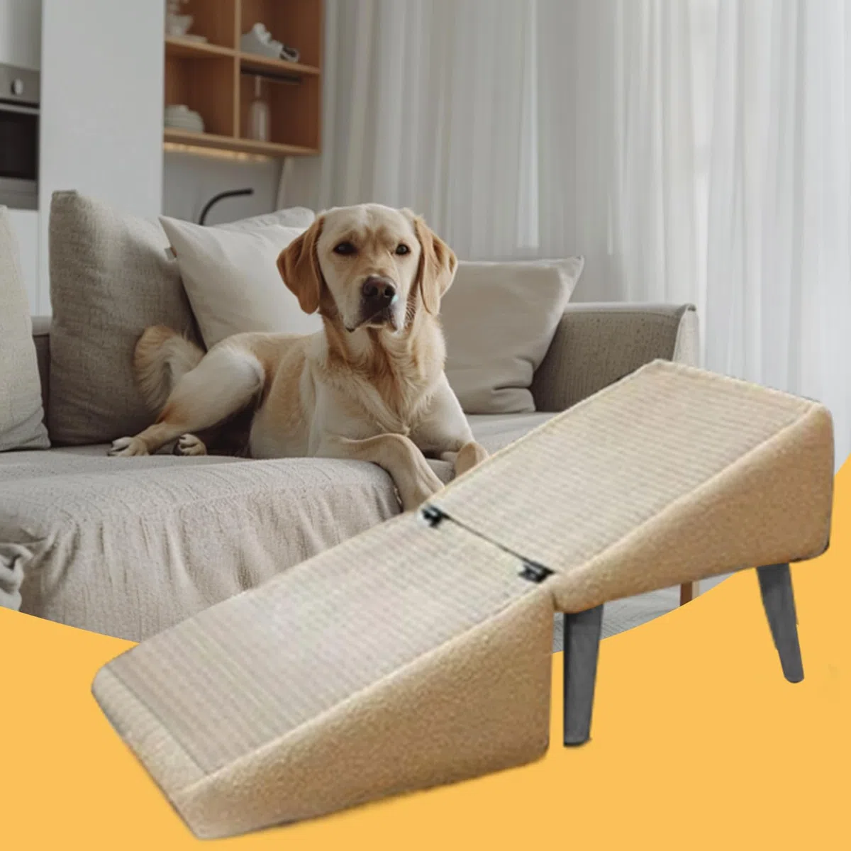 Rampa para Perros para Coche, Taburete Plegable para Mascotas, escaleras para Gatos, Madera Resistente y Superficies Antideslizantes, diseño portátil, Soporte para articulaciones pequeños, Gatos