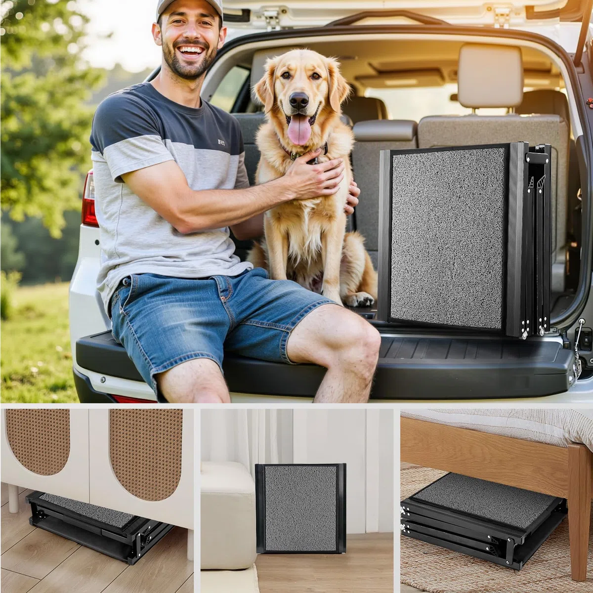 Gimars Rampa para Perros de 180 cm, Plegable y Portátil con Superficie Antideslizante, Ideal para Autos, Camiones y SUVs, para Perros Grandes y Medianos de hasta 110 kg