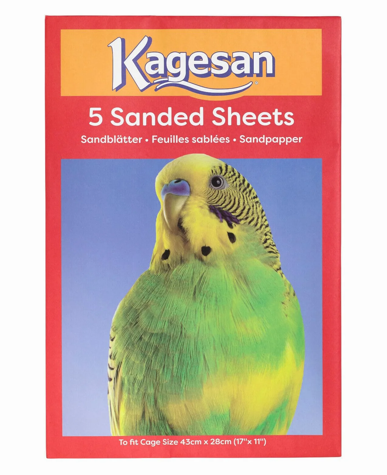 Paquete de 6 hojas de papel de arena para jaula de pájaros Kagesan, 6 x 5 unidades = 30 hojas de 43 cm x 28 cm 27137
