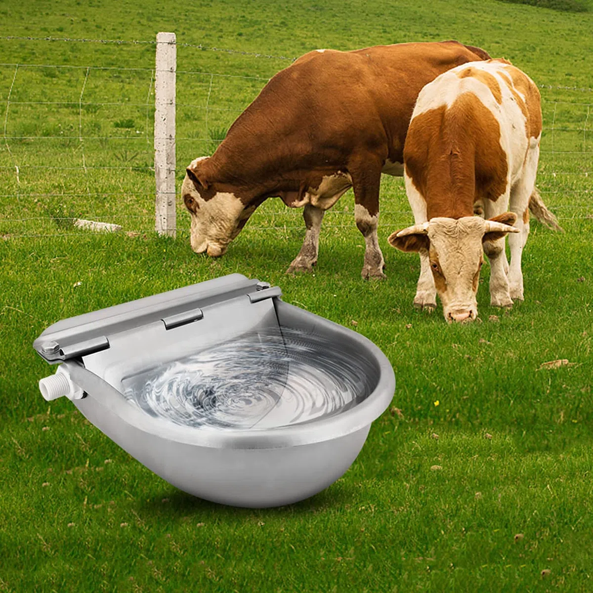 Greensen Bebedero Automático para Mascotas 4 L, Cuenco de Acero Inoxidable con Válvula de Flotador para Perros, Gatos, Caballos y Cabras – Bebedero Automático con Depósito Grande y Diseño Resistente