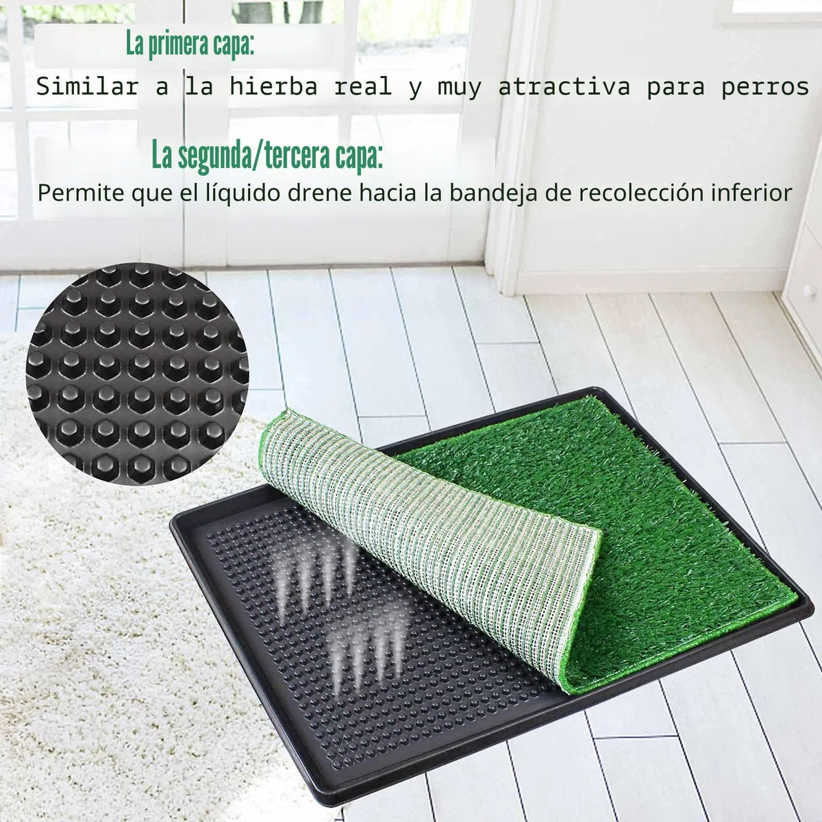 BRIAN & DANY 76 X 51cm Inodoro para Perros de Césped Artificial, Meadero para Perros con 2 Tapete de Césped para Reemplazar