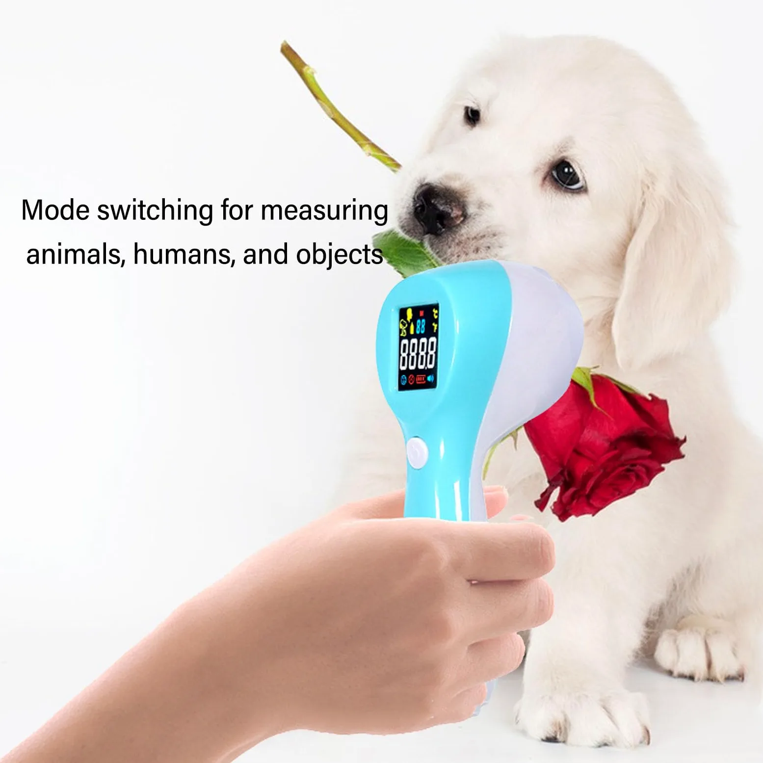 Termómetro de Frente Termómetro Digital para Mascotas Infrarrojo Sin Contacto Alta Precisión Termómetro para Animales 3 en 1 para Mascotas Gatos Perros Ganado Ovejas Cerdos