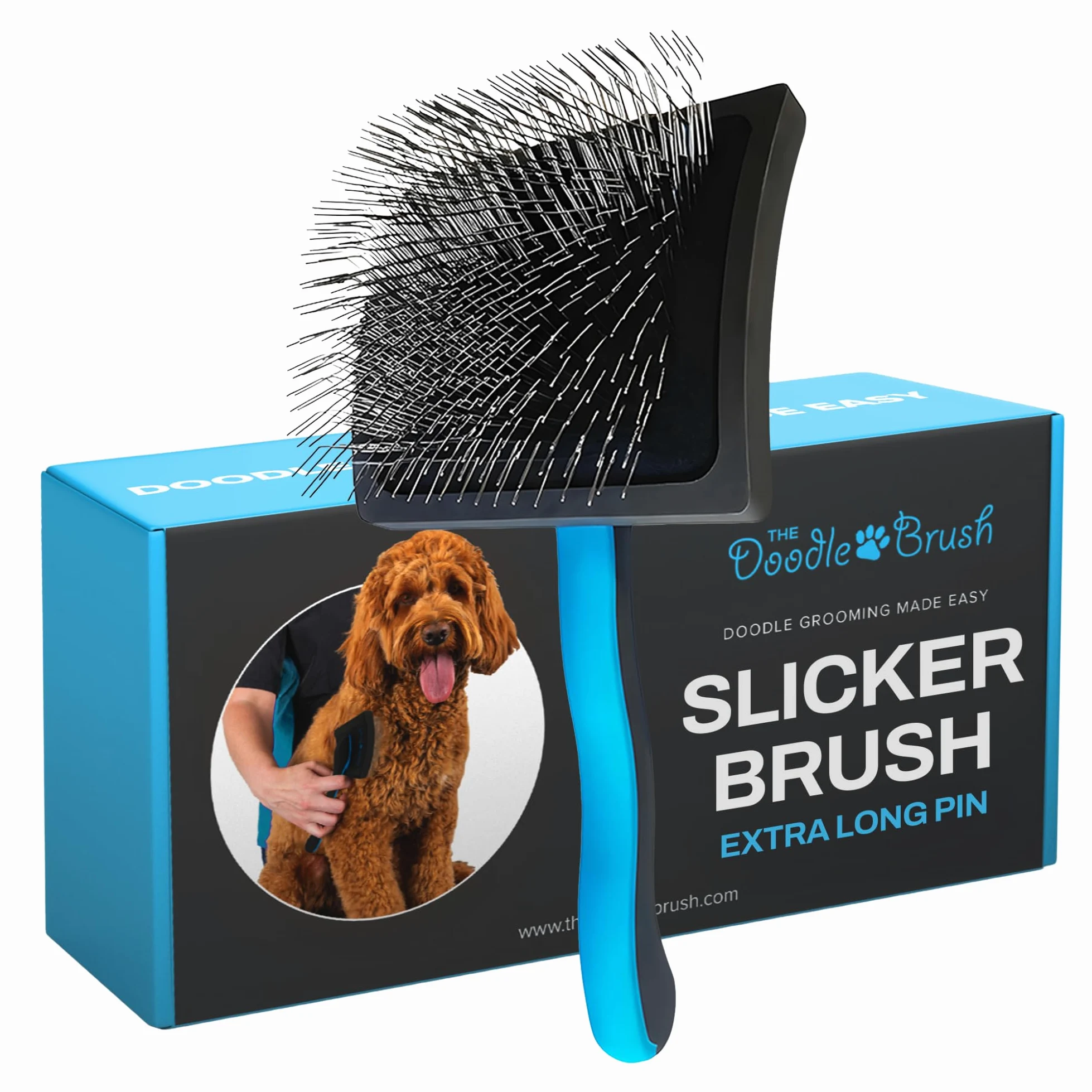 The Doodle Brush Cepillo Alisador Cepillo Para Perros Doodles, Ideal En Goldendoodles, Poodles Y Bernedoodle, Desenreda Largo Y Rizado, Herramienta Eficaz En El Aseo De Mascotas - Pasador Extra Largo