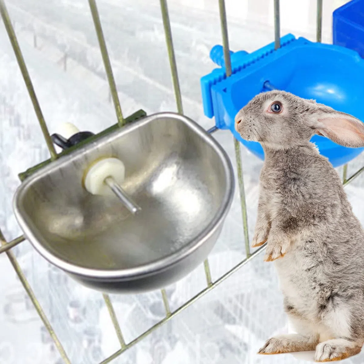 10 Unidades de Comedero de Agua para Conejos, Resistente a la Masticación, Jaula Automática para Bebederos de Conejos, Cuenco para Beber con Tetina de Acero Inoxidable, para Todo