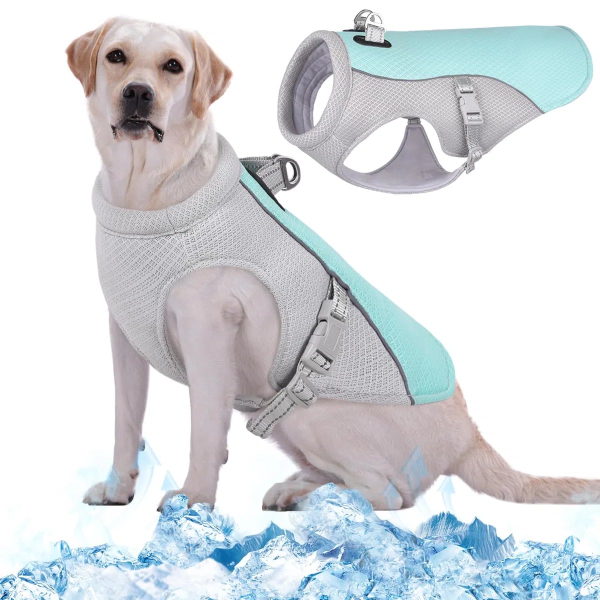 Kuoser Chaleco de Enfriamiento para Perros, Abrigo de Enfriamiento por Evaporación para Perros, Chaqueta Transpirable de Enfriamiento para Mascotas, Chaleco Veraniego Anti-Sol para Perros