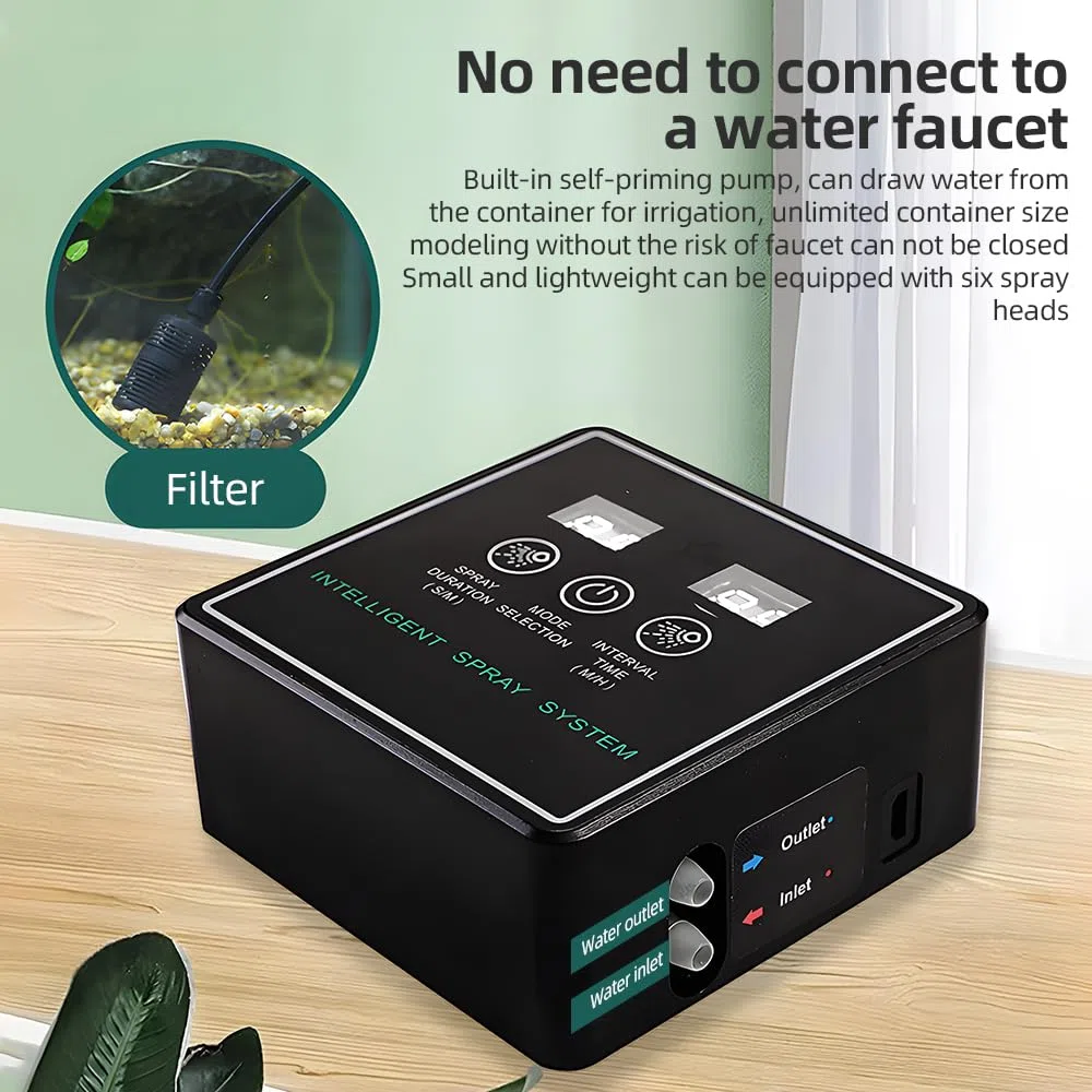 Nebulizador para Reptiles Sistema de pulverización Inteligente Controlador de Pantalla táctil Reptile Mister Automático con Temporizador - 5 m 2 boquillas