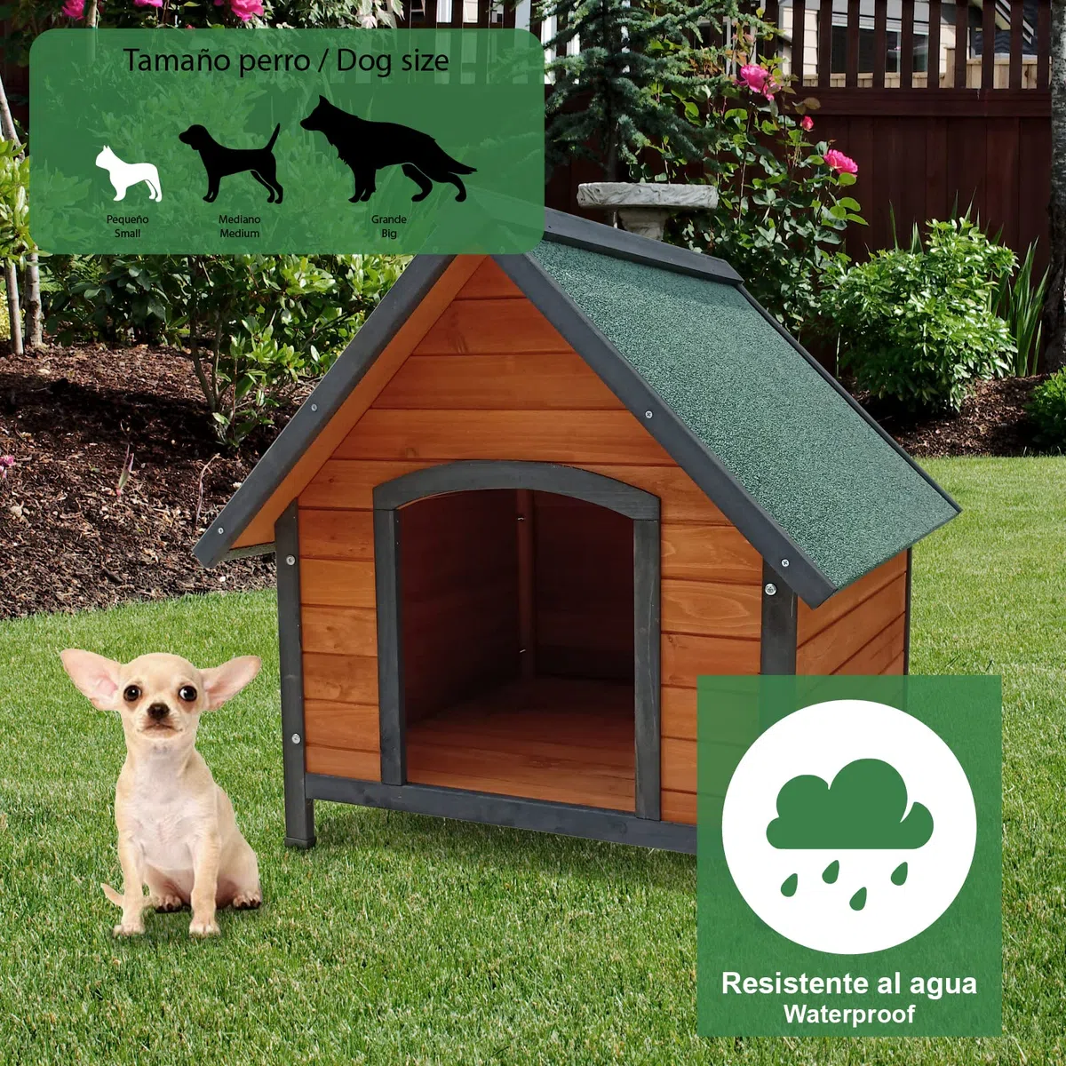 GARDIUN KNH1210 - Caseta de Perro Sweet 76 x 72 x 76 cm a 2 Aguas - Perro Pequeño