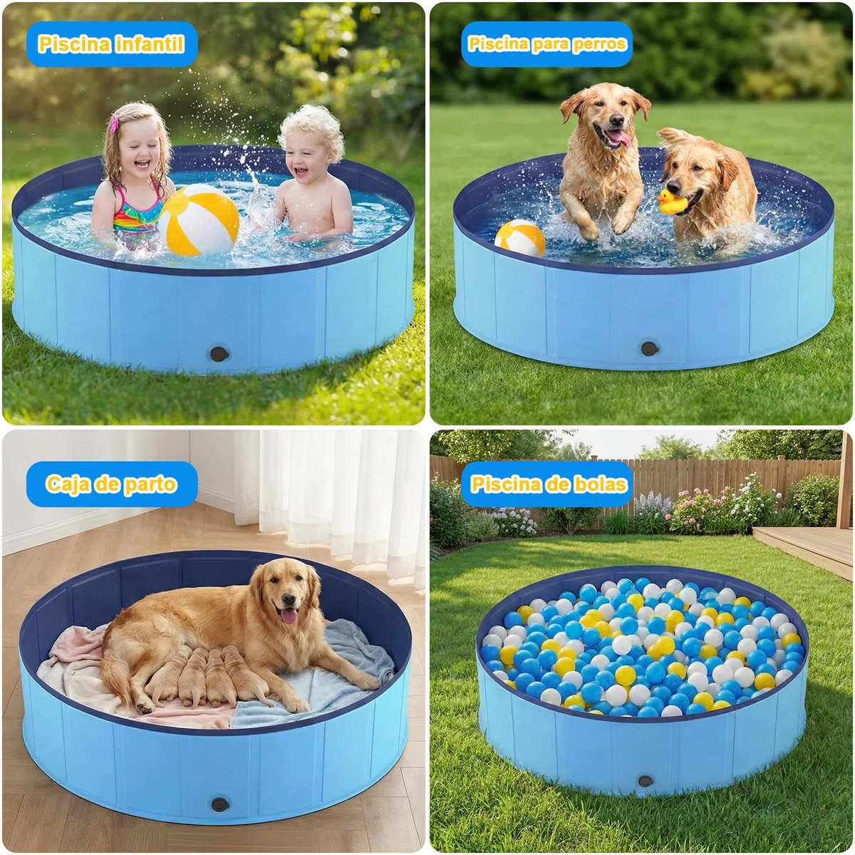 Piscina Plegable para Perros 78 x 20 cm, Base Antideslizante, Vaciado rápido, bañera para Perros, Piscina de PVC Reforzado