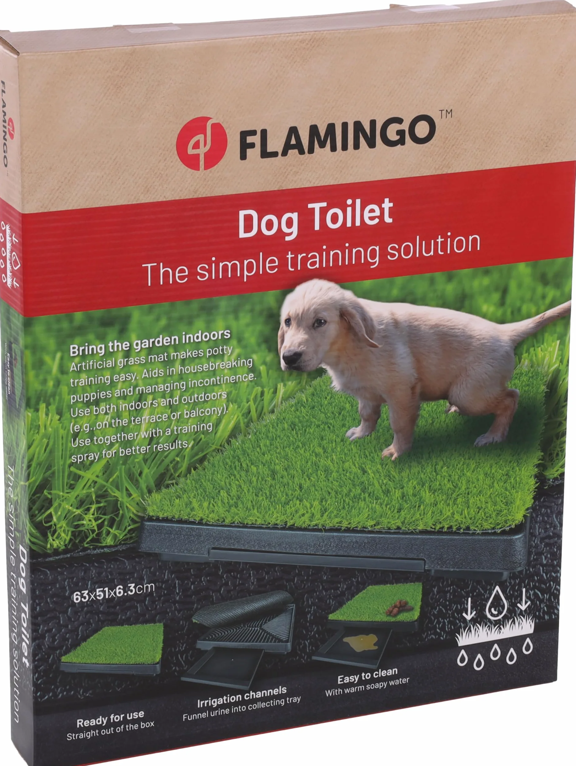 Flamingo Toilet for Small and Large Dogs, 63 x 51 cm, Easy to Clean, Pet Training Mat, Suitable for Balcony, Garden, Toilet etc