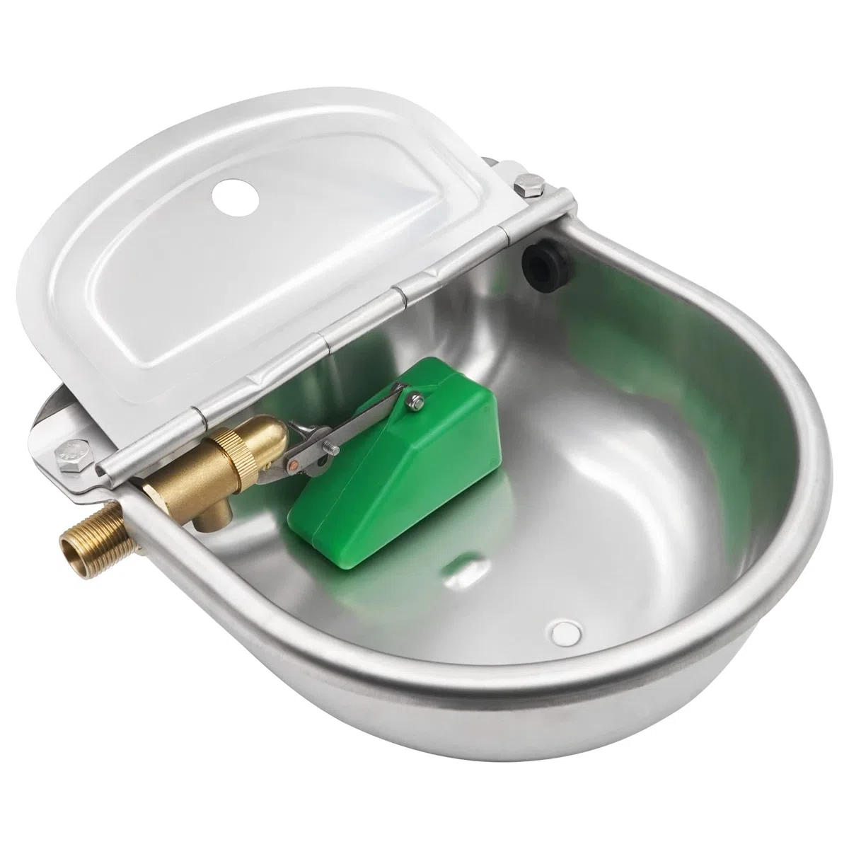 Bebedero para Caballos Automático de Acero Inoxidable, válvula de latón de 1/2 ",Cuenco para Beber con válvula de Flotador Ajustable para Caballo,Vaca, Cabra,Oveja Bebedero