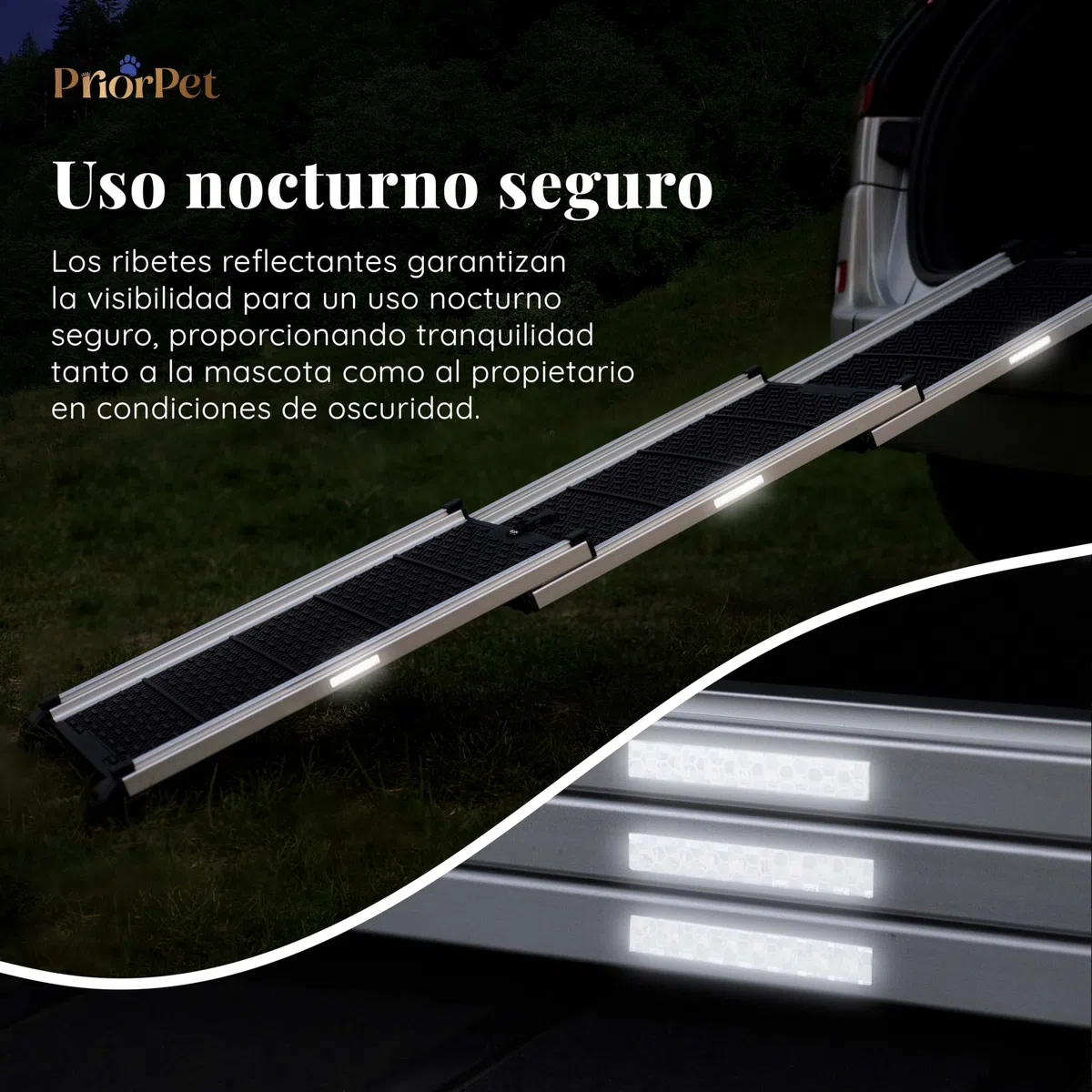 Rampa para Perros para Coche, Todoterreno - Rampas telescópicas Extensibles para Perros Grandes- Estable - Antideslizante- 90 kg de Capacidad - Escalera Ligera para Perros - Clip de fijación - Negro