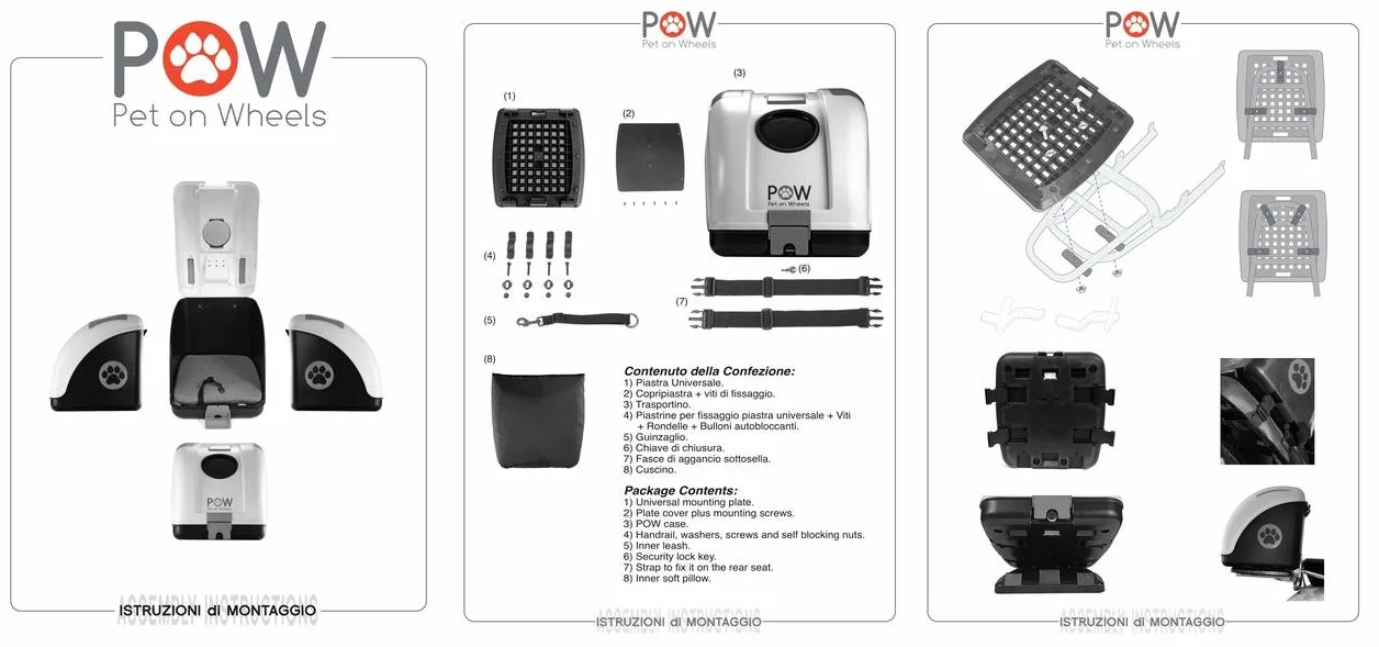Pow Pet ON Wheels – Transportín para perros y gatos para enganchar en el ciclomotor, motocicleta, bicicleta y apto también para el coche