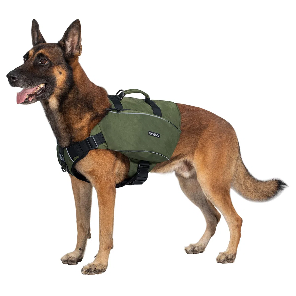 OneTigris CAMELUS Mochila para perros, para camping, senderismo, para perros de tamaño M/L (L, verde Ranger)