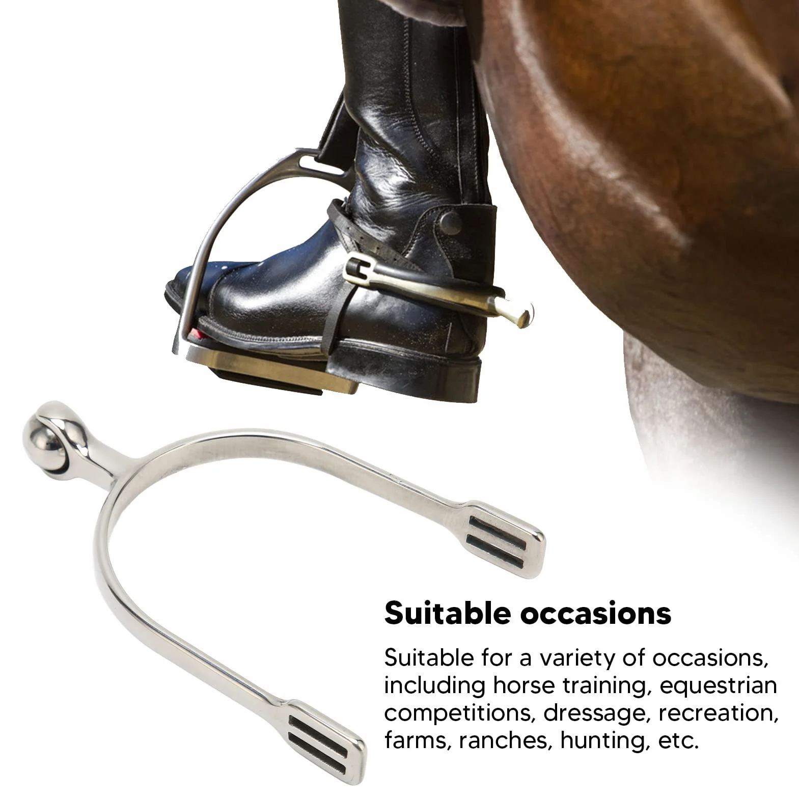 Fockety Espuelas Inglesas, Espuelas de Acero Inoxidable para Caballos con Bola Rodante, Espuelas para Bota de Caballo Espuelas de Equitación para Mujer para Entrenamiento de Caballos