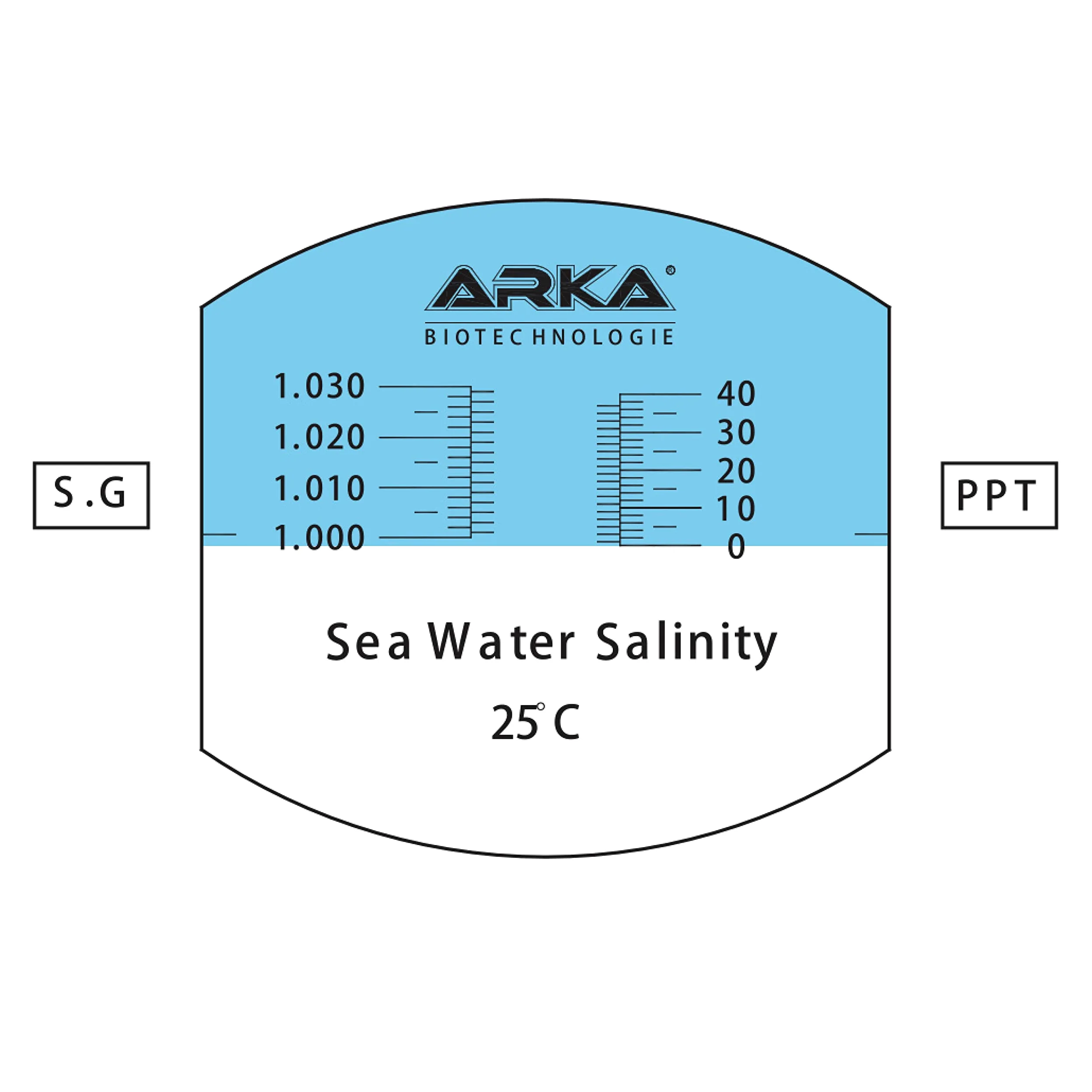 ARKA Refractómetro - Medidor preciso de la salinidad y la Densidad en acuarios de Agua Salada, Incl. Ecualizador de luz y Temperatura LED, indispensable para un Acuario Sano