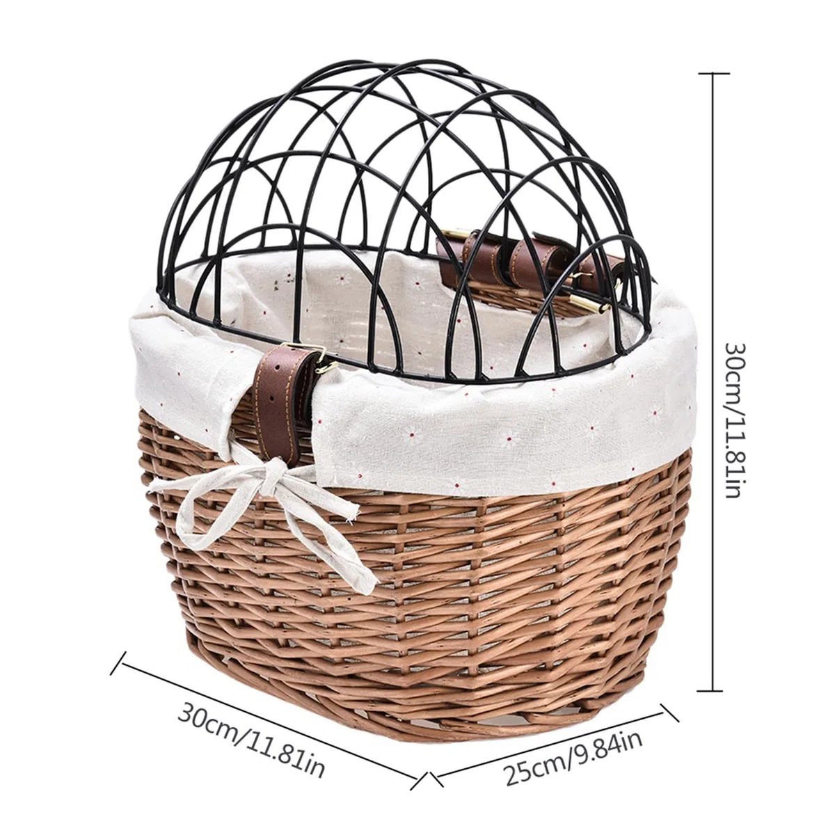 Cesta de bicicleta para perros | Cubierta de malla de alambre, cesta de bicicleta de mimbre para perros pequeños y gatos, transportador de perros desmontable para bicicleta