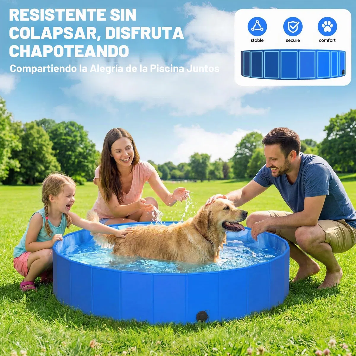 KingSom Piscina para Perros, Bañera Plegable Rigida Antideslizante, Piscina De Baño Plegable para Perros Antideslizante, Piscina para Niños Portátil, Piscina Mascotas con Desagüe, 122 x 31 cm