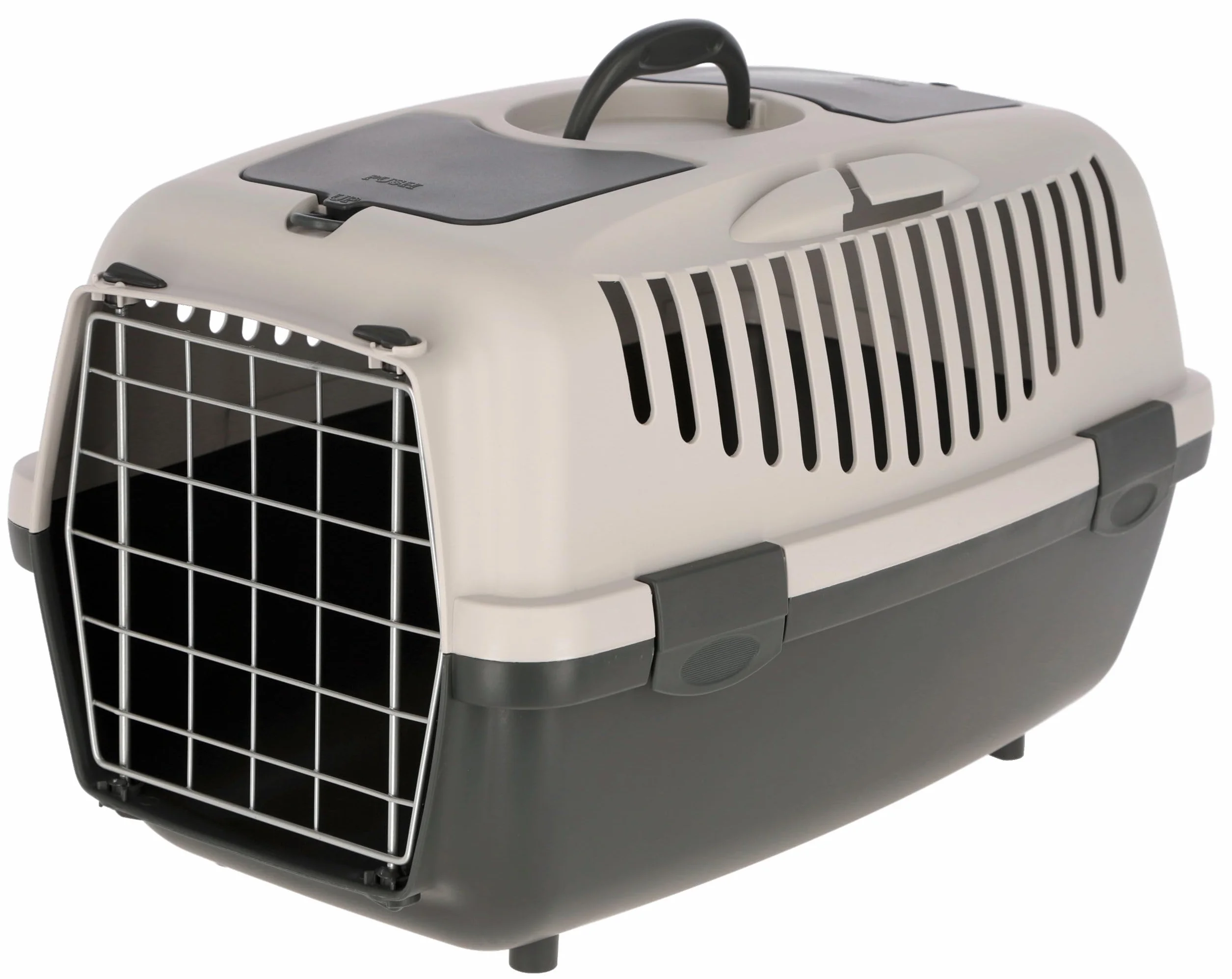 Kerbl Stefanplast Caja de Transporte Gulliver, Caja para Mascotas, Gris Claro, Gris Oscuro, 55x36x35cm, plástico, para Gatos y Perros, con Ranuras de ventilación