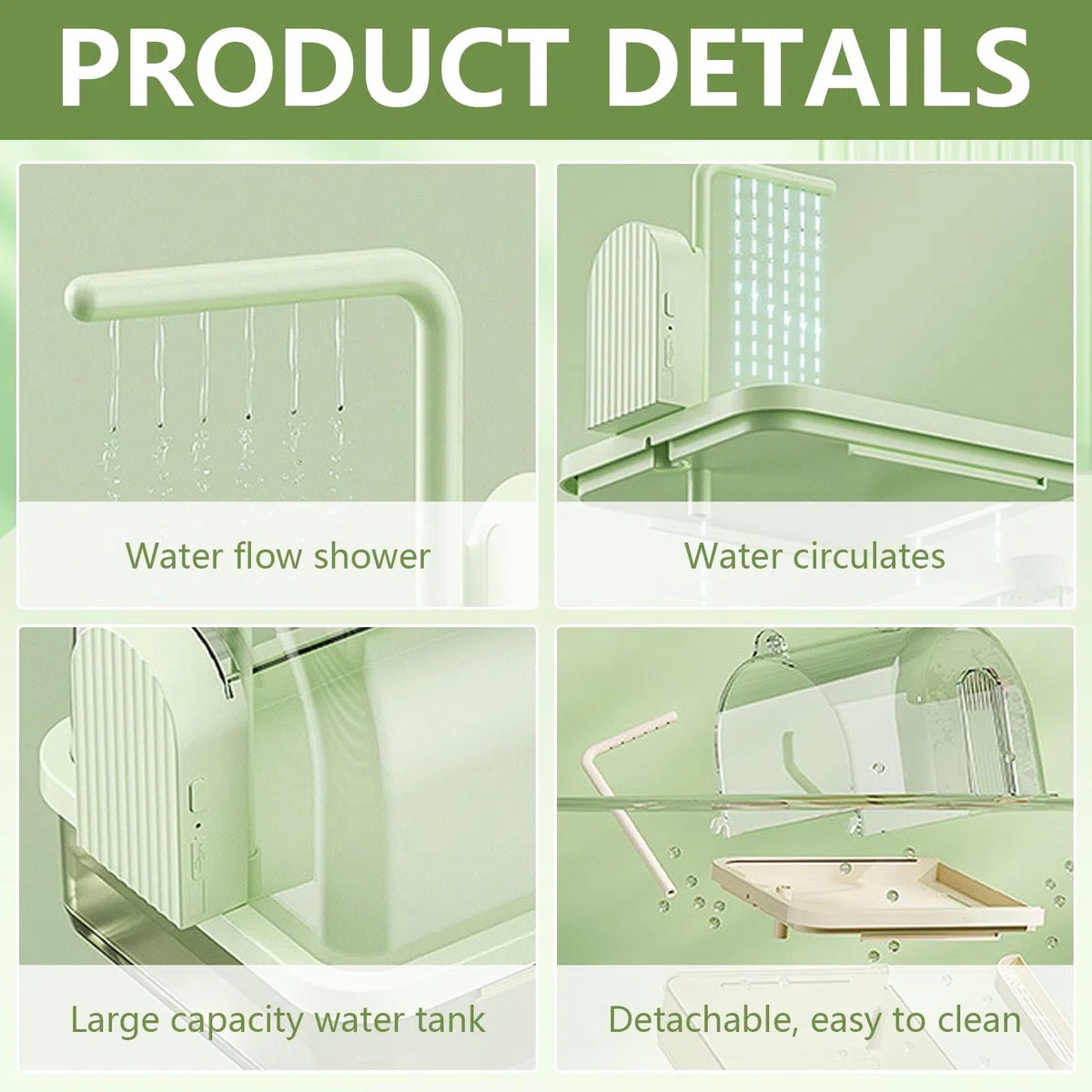 Baño para Pájaros, Colgable para Bañera de Pájaros Ducha Accesorio de Jaula para Pájaros con Ganchos Baño Automático para Pájaros para Pájaros Pequeños Pinzón Canario
