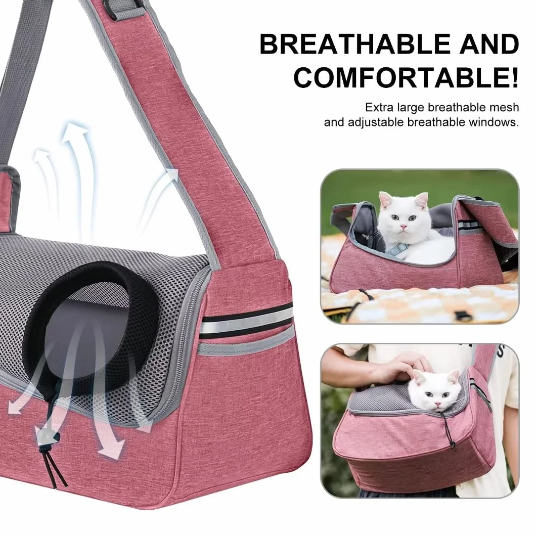PETCUTE Bolso de Hombro para Mascotas,Bolsa de Transporte para Perros y Gatos con Correa de Seguridad Interior,Bolsa de Viaje para Mascotas con Correa de Hombro Ajustable,Bolsillos,Máx 5kg