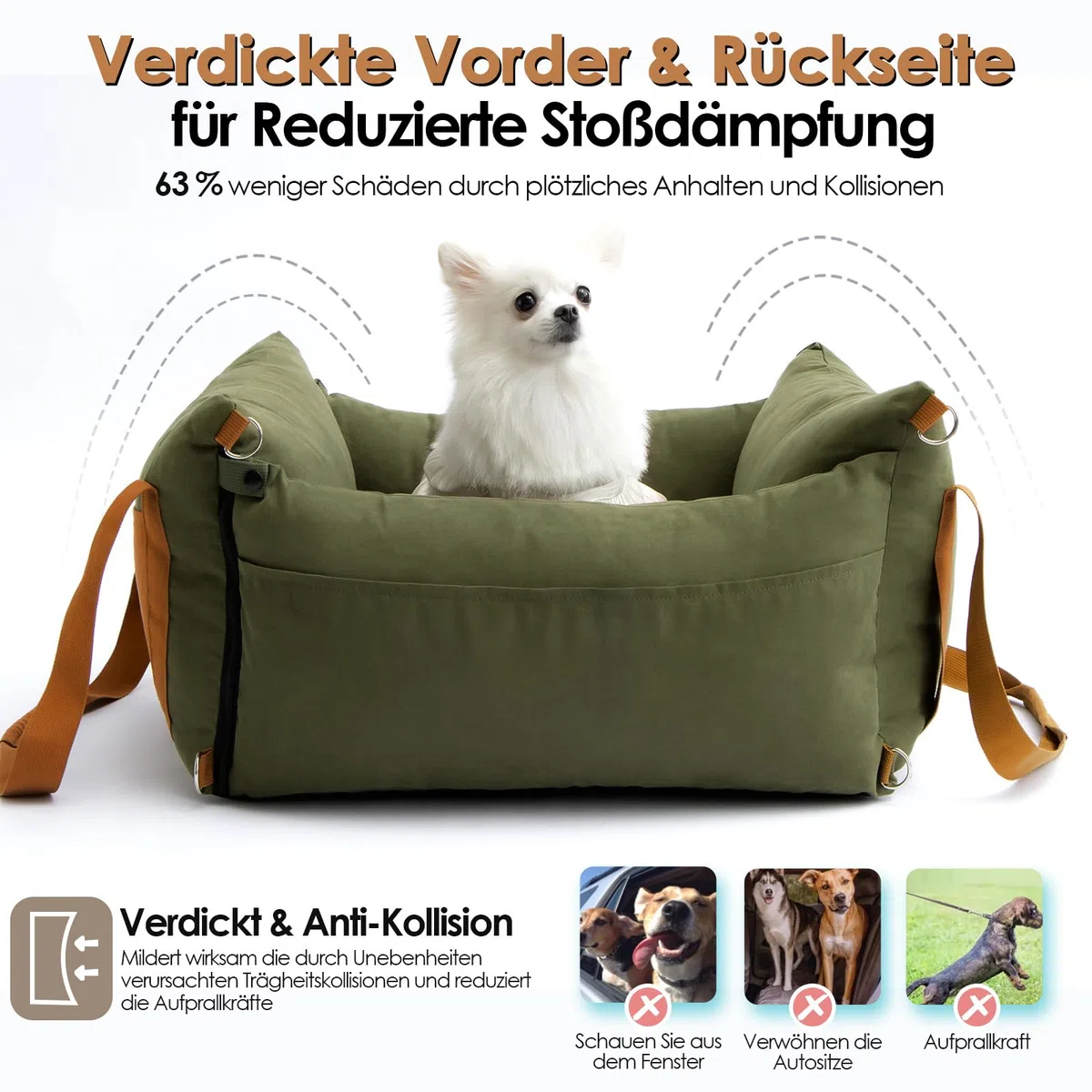 Asiento para perros para coches para perros pequeños de menos de 15 kg, cesta portátil para perros con área de descanso extensible, asiento de viaje para mascotas extraíble y lavable con