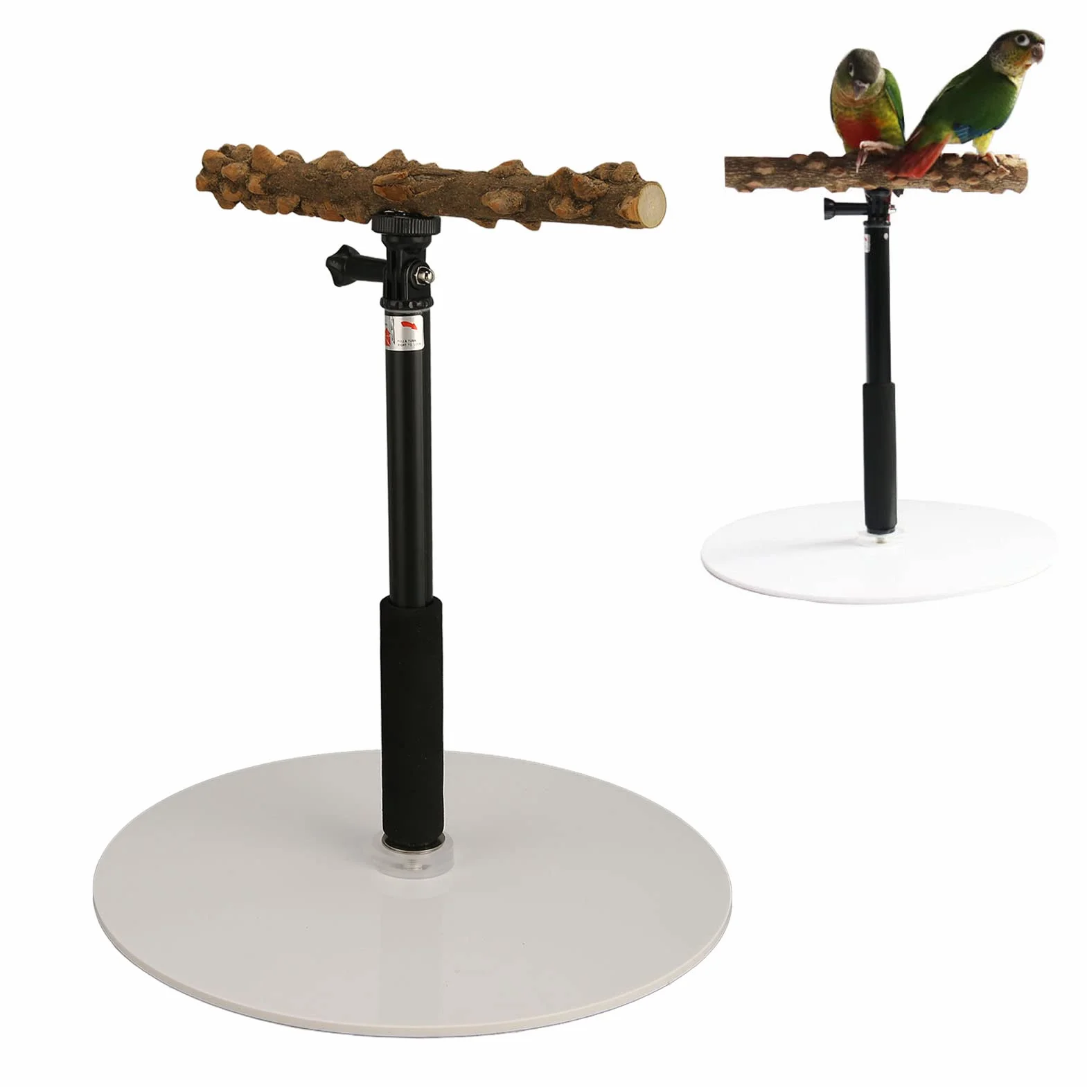 Percha de Madera para Pájaros, Altura Ajustable, Soporte Telescópico para Pájaros, Portátil, Desmontable, Loro, Soporte para Juegos, Percha, Gimnasio, Jaula para Pájaros, Accesorios, Resistente, Durad