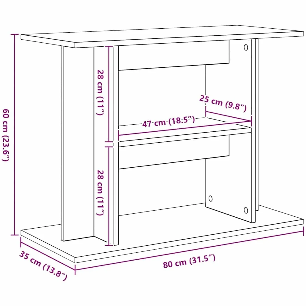 vidaXL Soporte para Acuario Madera ingeniería Roble Sonoma 80x35x60 cm