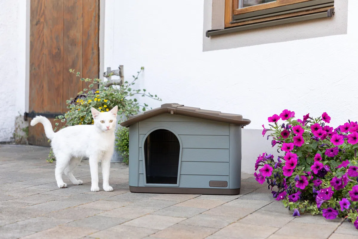 Kerbl Pet Casa para Gatos Paola Eco, Gris Verdoso/marrón, 60x51x41 cm, Cueva para Gatos, 100% plástico Reciclado, para Perros y Gatos