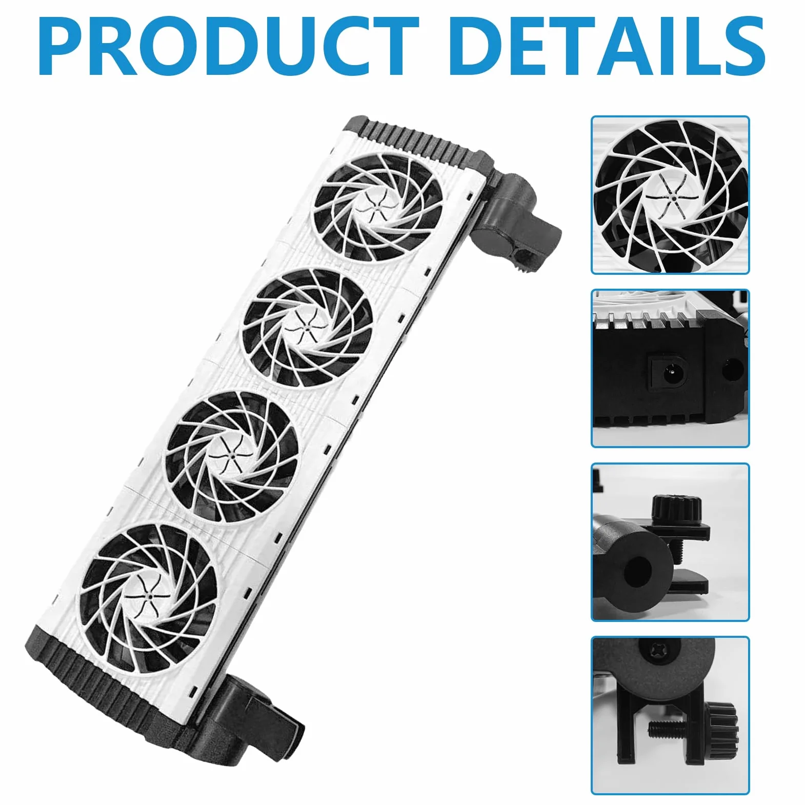Ventilador de Acuario, Enfriador de Acuarios Silencioso Velocidad de Aire Ajustable y Temporizador Ventilador de Acuario de Pinza para Acuarios de Agua Dulce y Salada, 4 Ventilador