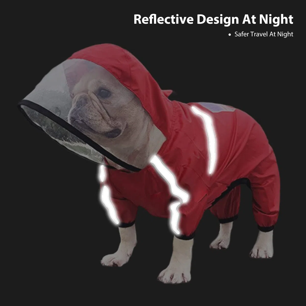 PETCUTE Chubasquero para Perros con Capucha,Impermeable para Perros con Collar Agujero y Tiras Reflectoras Seguras,Chaqueta para Cachorro Resistente al Agua para Perro Pequeño Medianos