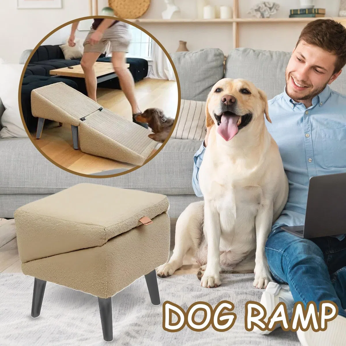 Rampa para Perros para Coche, Taburete Plegable para Mascotas, escaleras para Gatos, Madera Resistente y Superficies Antideslizantes, diseño portátil, Soporte para articulaciones pequeños, Gatos