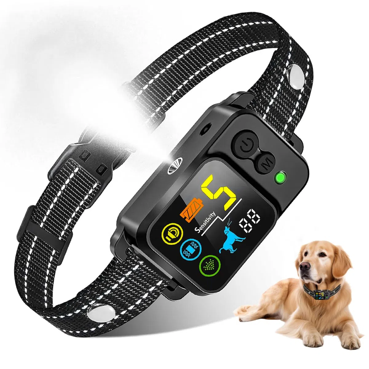 Collar Antiladridos de Citronela, Collar de Adiestramiento por Spray con 5 Sensibilidades & 5 Modos (Pitido+Vibración+Spray), Parada Auto de Ladridos para Perros de Tamaño Pequeño, Mediano y Grande