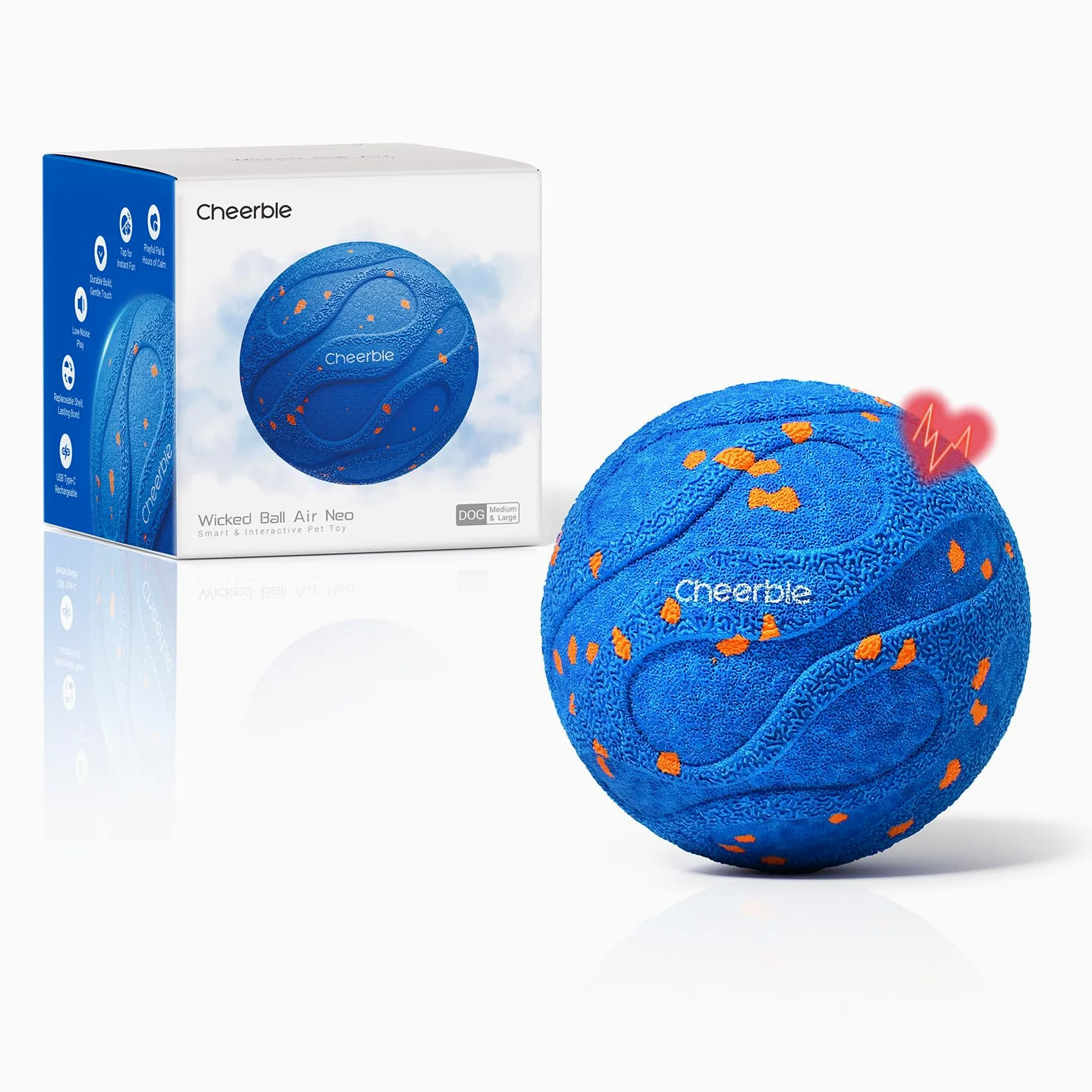 Cheerble Wicked Ball Air Neo, pelota autorodante con 3 modos, juguete inteligente interactivo para perros, color azul
