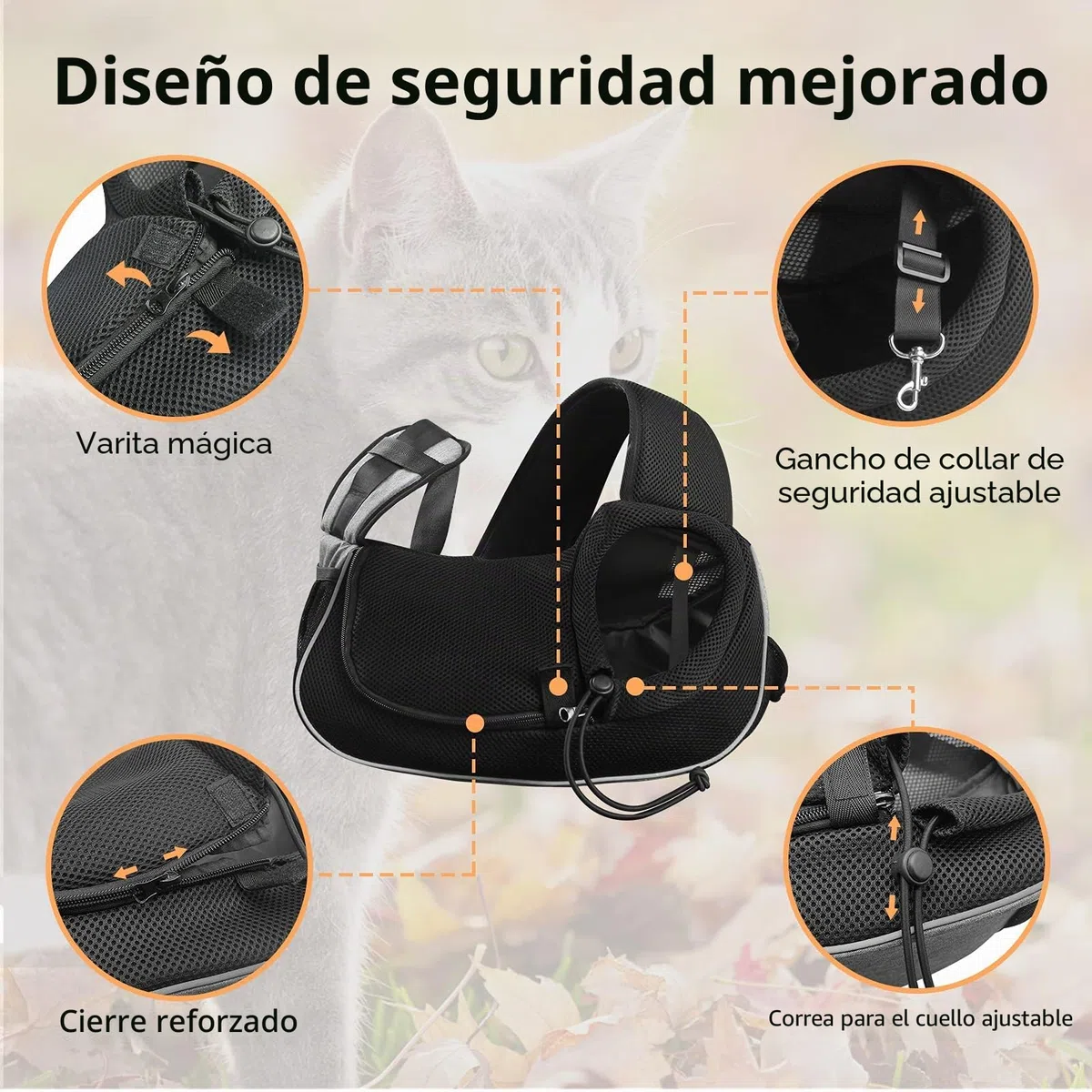 Gloppie Mochila para Perro con Correa para Mascotas Perros Pequeños, Bolsa de Viaje para Gatos, Bolsa Cruzada Cachorros, Manos Libres, Transpirables y Más Bolsillos Gris
