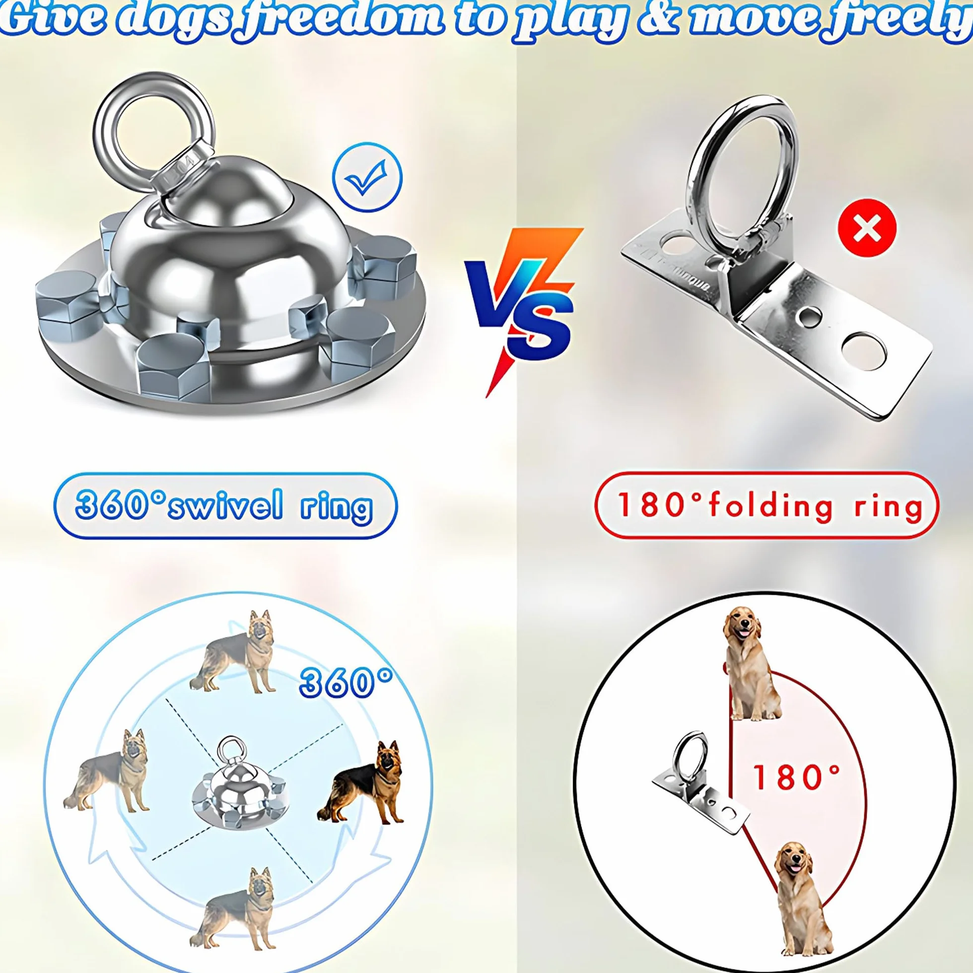 Pila De Perro Giratoria De 360 Grados Al Aire Libre, Perno Antióxido Pesado, Cadena De Anclaje Para Gatos y Perros, Juego De Fijación Clavos De Pila Suelo, Universal En Interiores y Exteriores