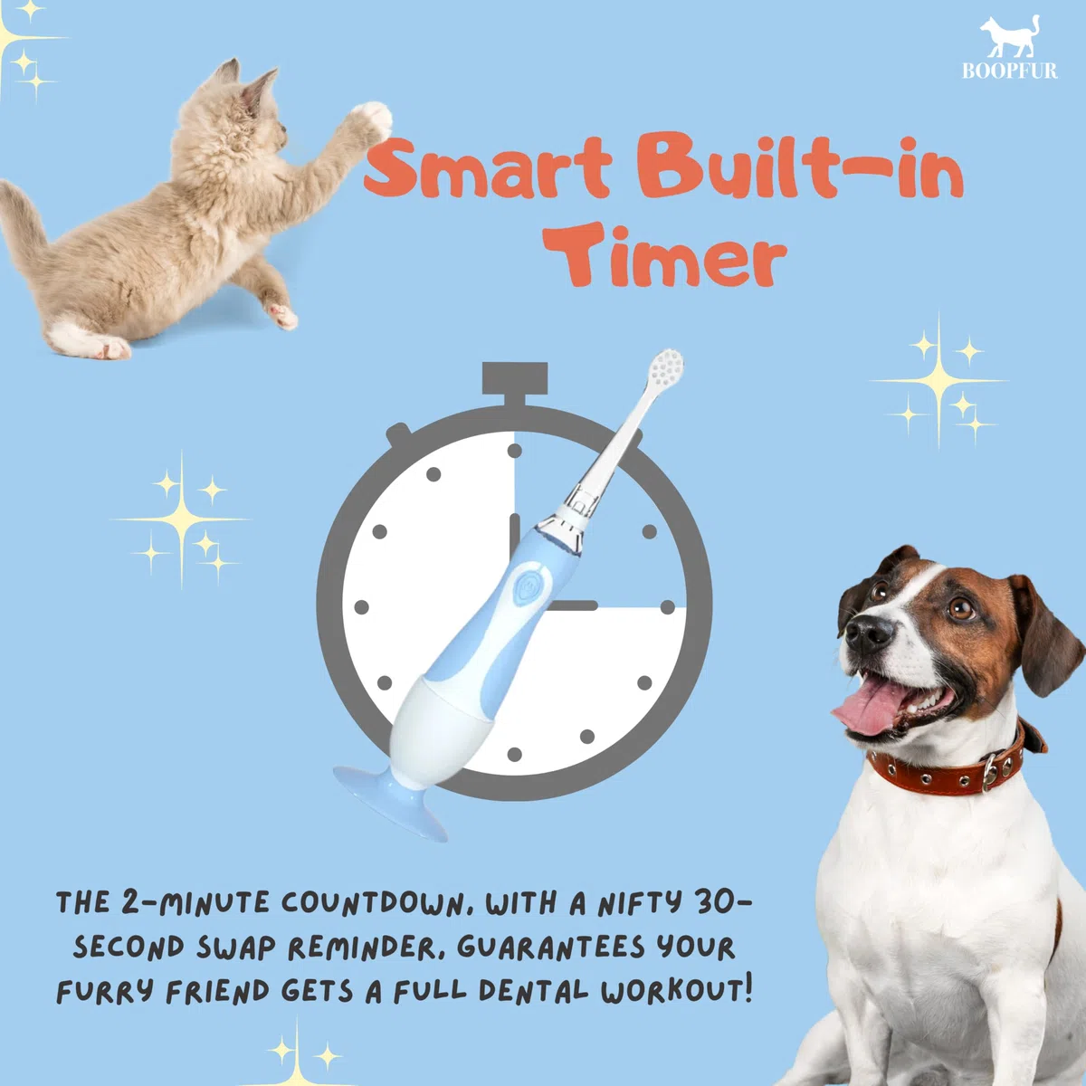 Cepillo de dientes eléctrico para mascotas, luz LED y cerdas suaves, para perros y gatos