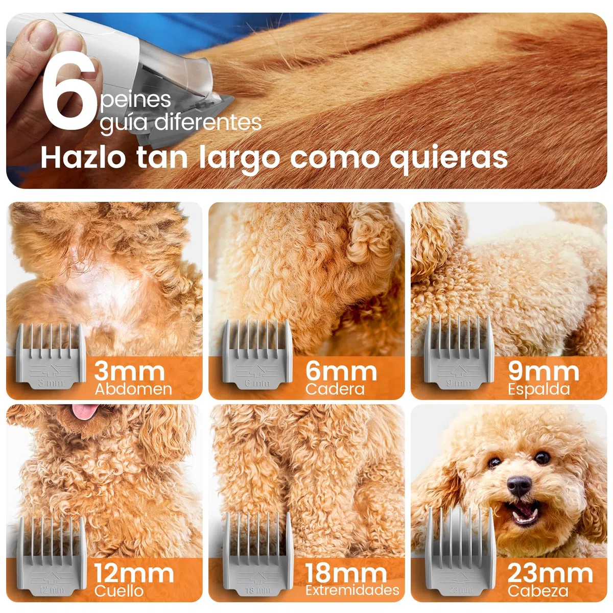 oneisall Cortapelos Perros con aspiradora de pelo, Aspira el 99% del pelo de las mascotas, máquina de corte silenciosa para perros y gatos y otras 7 herramientas de aseo (azul)
