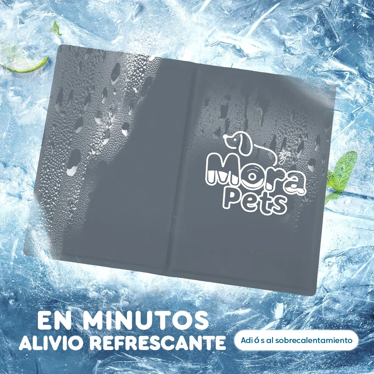 Mora Pets Manta refrescante Perro Cama refrescante para Perro y Gato No tóxico.Alfombra colchoneta Fria de Verano Fresca Cama refrigerante para Mascotas pequeños medianos Grande Gris M 65 x 50 cm