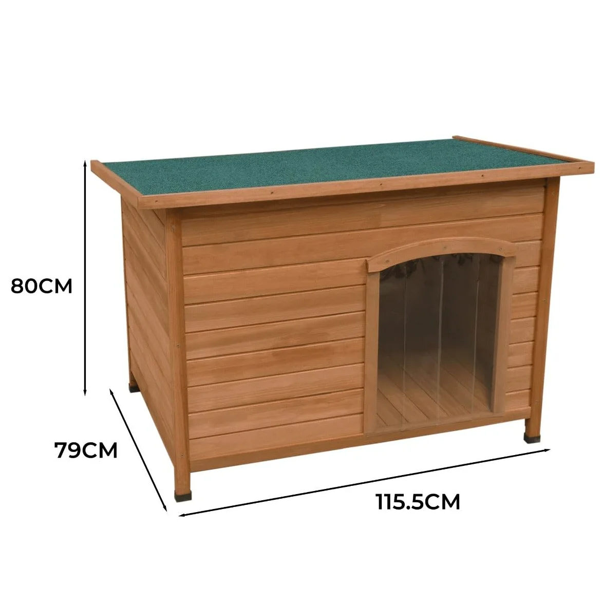 Perrera de Madera Mediana para Perros Exterior e Interior con Techo Impermeable, Base Elevada 5 cm y Ventilación – Caseta de Abeto Resistente a la Intemperie con Puerta – Marrón