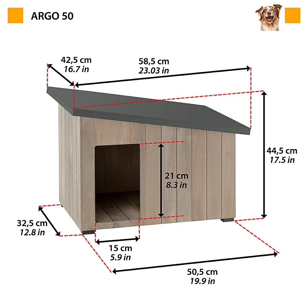 Ferplast Caseta para Exteriores, Caseta para Perros Argo 50 de Madera FSC con Pintura no Tóxica, Resistente a los Rayos U.V.