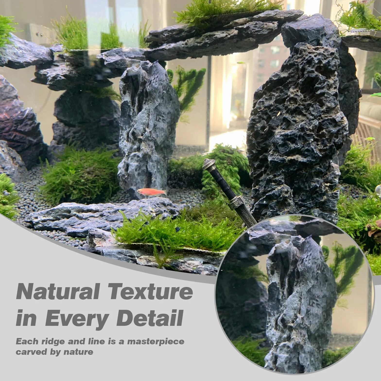 Unocho Piedras para Acuario Seiryu Rock 5kg Rocas Naturales Dragon Stone para paisajismo acuático decoración de Acuario pecera terrario jardín en Miniatura(7,5-20cm)