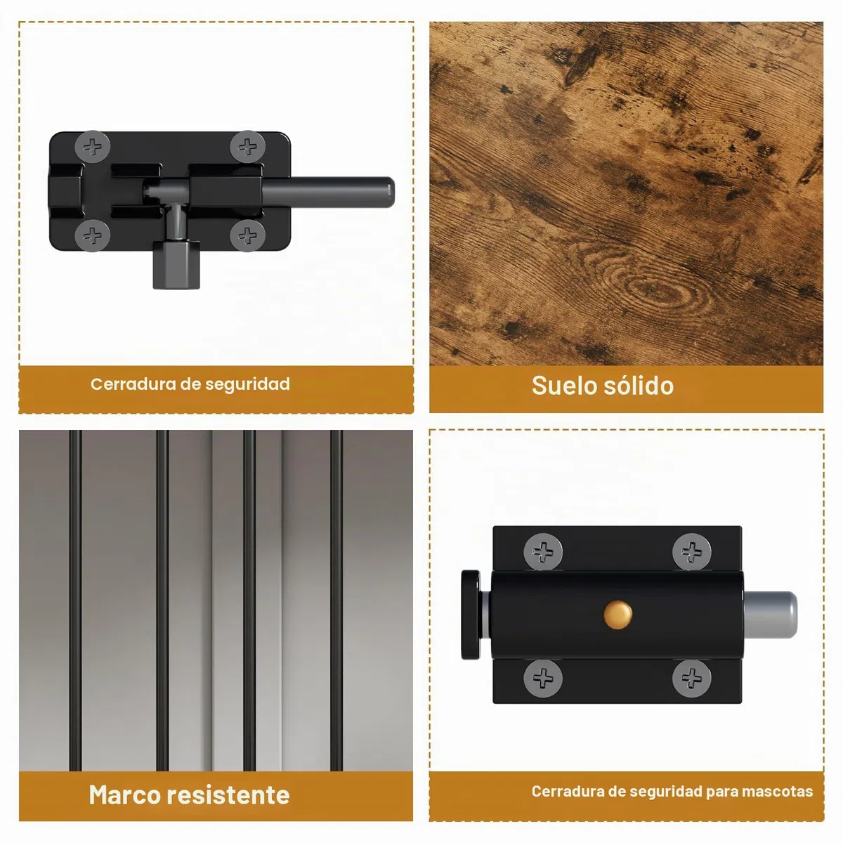 Mueble jaula grande para perros de 41,3", plegable, caseta de madera para perros (15,9-27,2 kg) con 2 cuencos, mesa auxiliar interior estilo granja